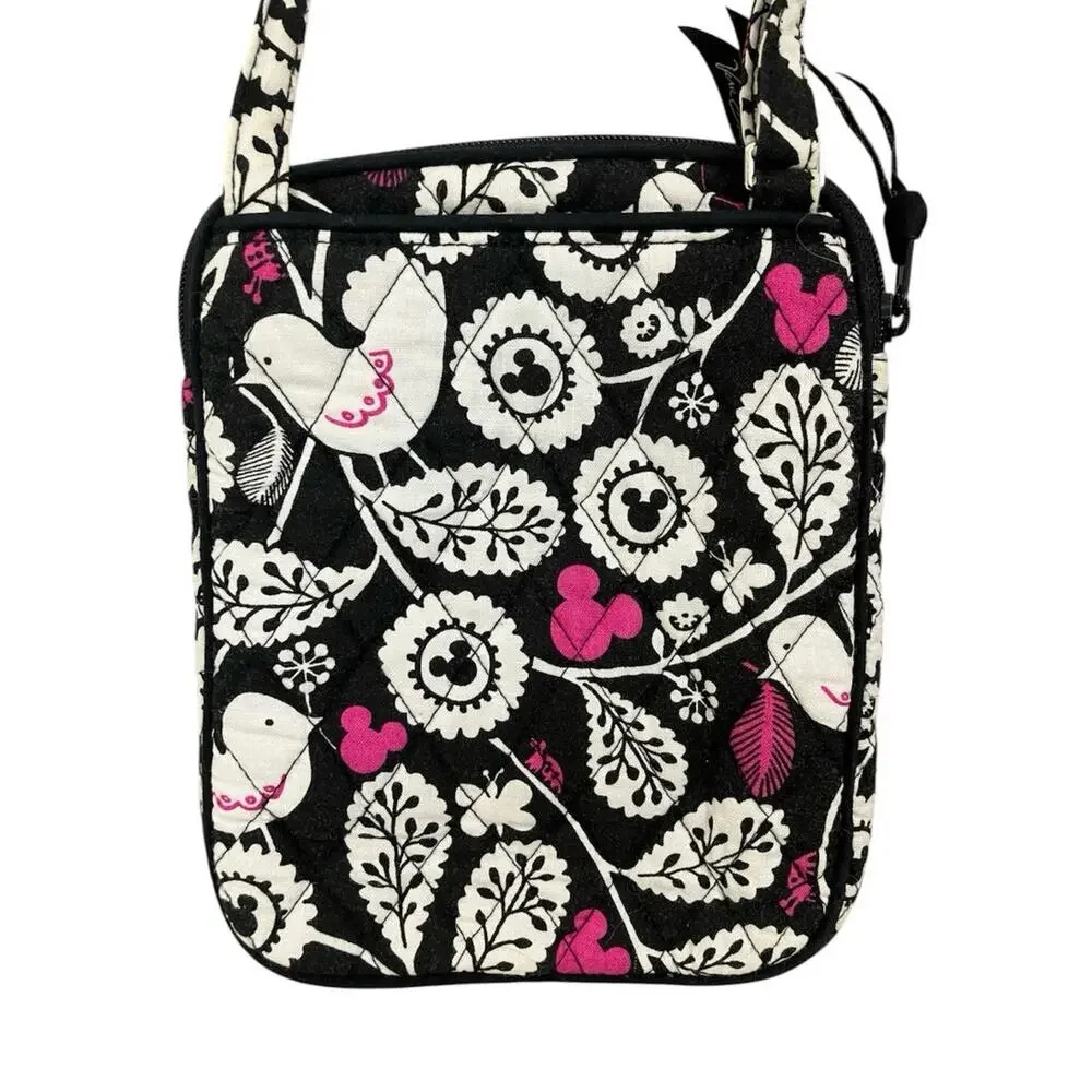 Vera Bradley Walt Disney Mickey Mouse Black White Pink Quilted Crossbody Bag